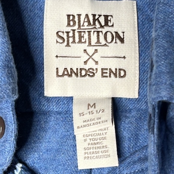 BLAKE SHELTON X LANDS END Men Blue Duck  Print Button Front Size M - Picture 6 of 8
